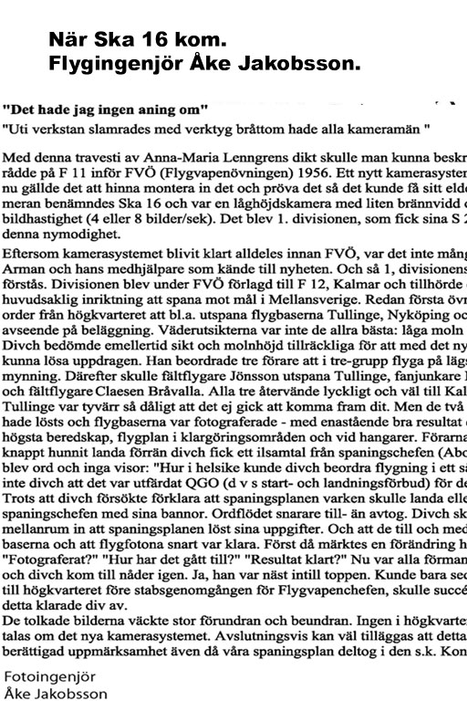 När Ska 16 kom. Flygingenjör Åke Jakobsson.
