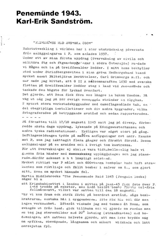 Penemünde 1943. Karl-Erik Sandström.